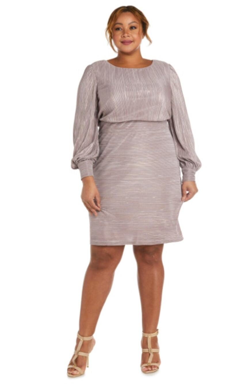 NIGHTWAY Women's Blouson Dress Size 18W Pink Rose Gold Long Sleeve NWT